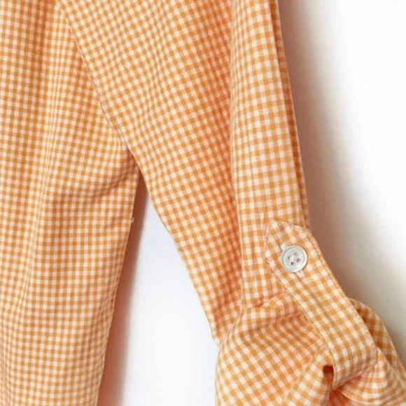 🆕 J.Jill Orange Embroidered Tuxedo Shirt Sz SM NWOT - Picture 5 of 11